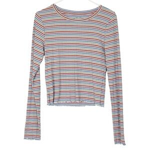 Aeropostale Striped Ribbed Tee Shirt Womens Size Large The OC Collection Long Sl